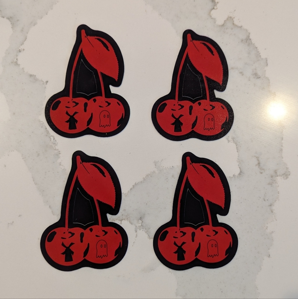 Red and Black Cherry Dutch Bros Stickers